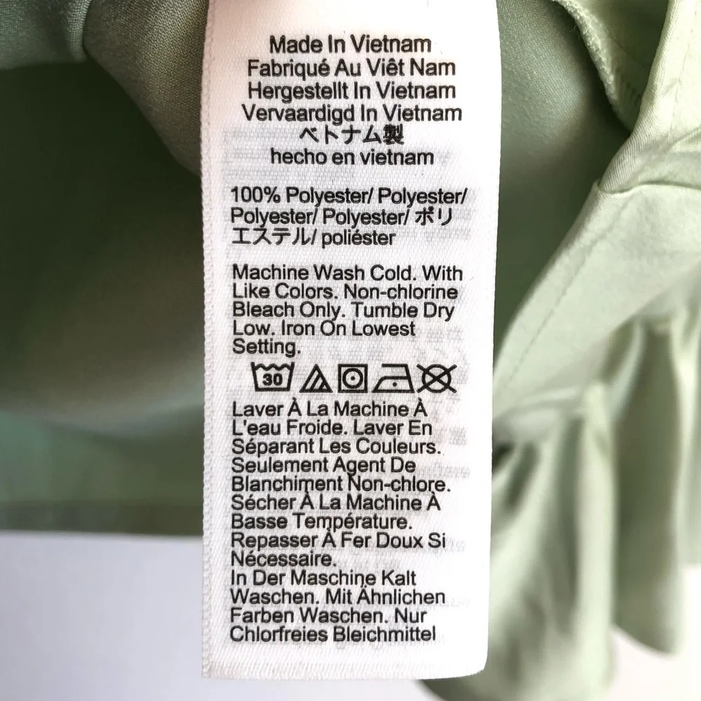 NWT J. Crew Light Green Satin Trumpet Long Sleeve Blouse Top Size Small
